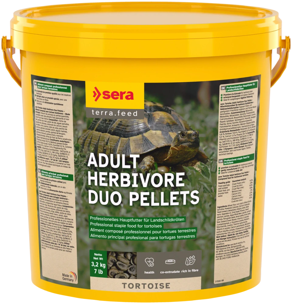 sera Tortoise Adult Herbivore Duo Pellets – krmivo pre suchozemské korytnačky 10L (3,2kg)