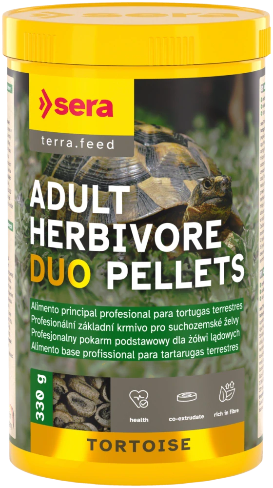 sera Tortoise Adult Herbivore Duo Pellets – krmivo pre suchozemské korytnačky 1.000 ml (330 g)